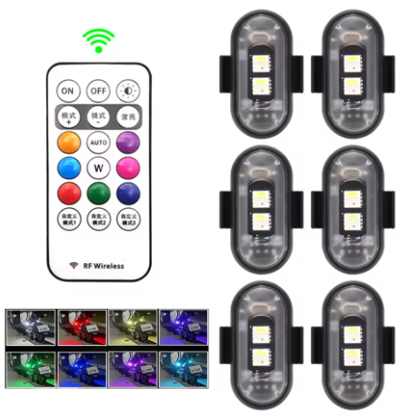 Car Motorcycle RGB LED Strobe Lights 8 Colors Flash Warning